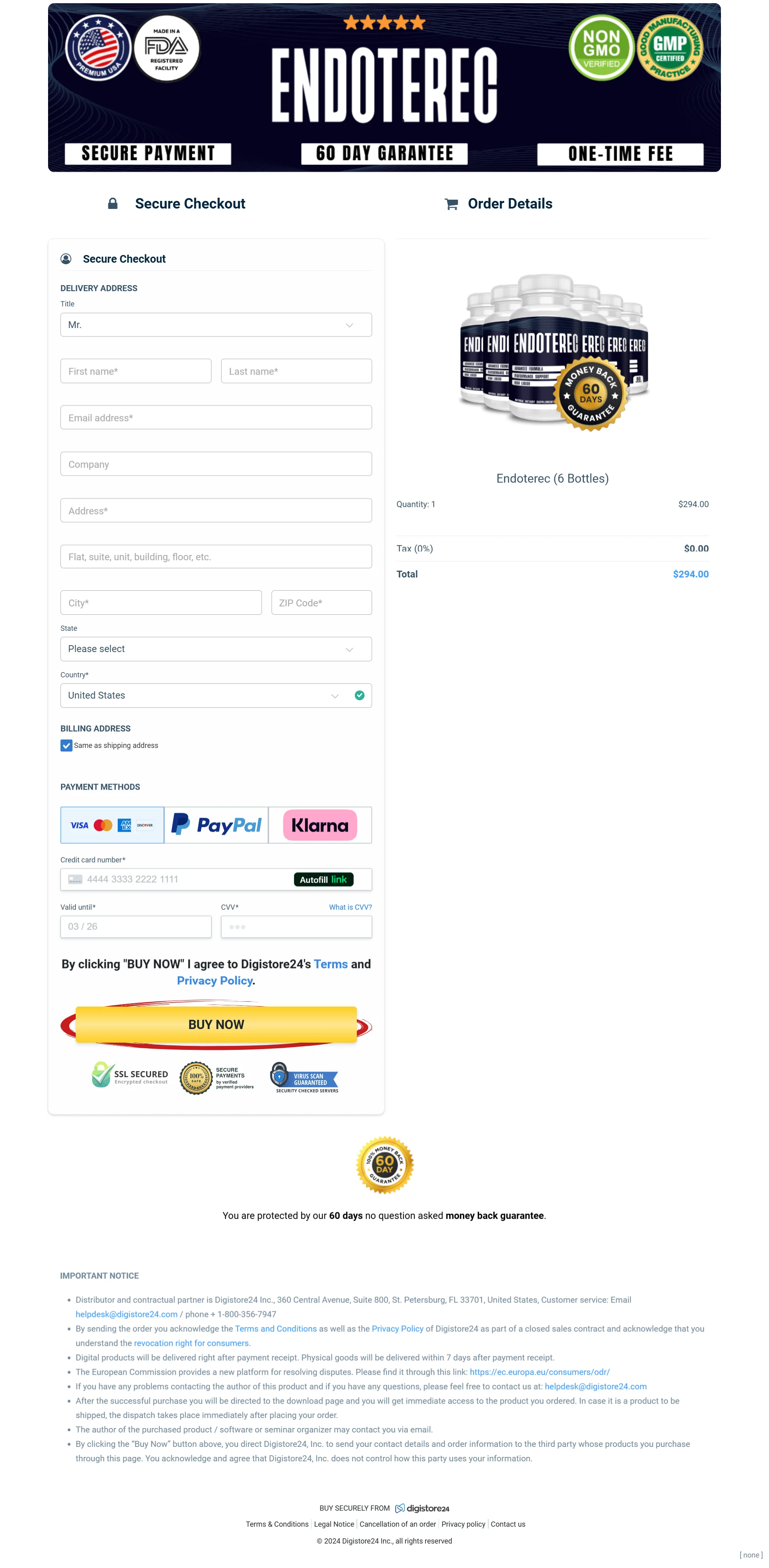 Endoterec order form